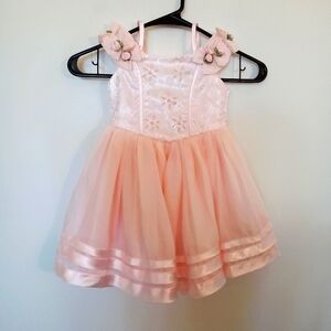Thy Thy Beautiful Girl Toddler Peach Special Occasion Dress w/ Rosettes Size 2T